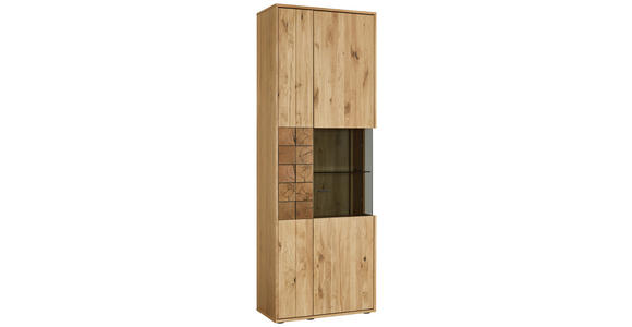 VITRINE Alteiche  73,3/206,9/37,4 cm  - Alteiche/Anthrazit, KONVENTIONELL, Glas/Holz (73,3/206,9/37,4cm) - Linea Natura