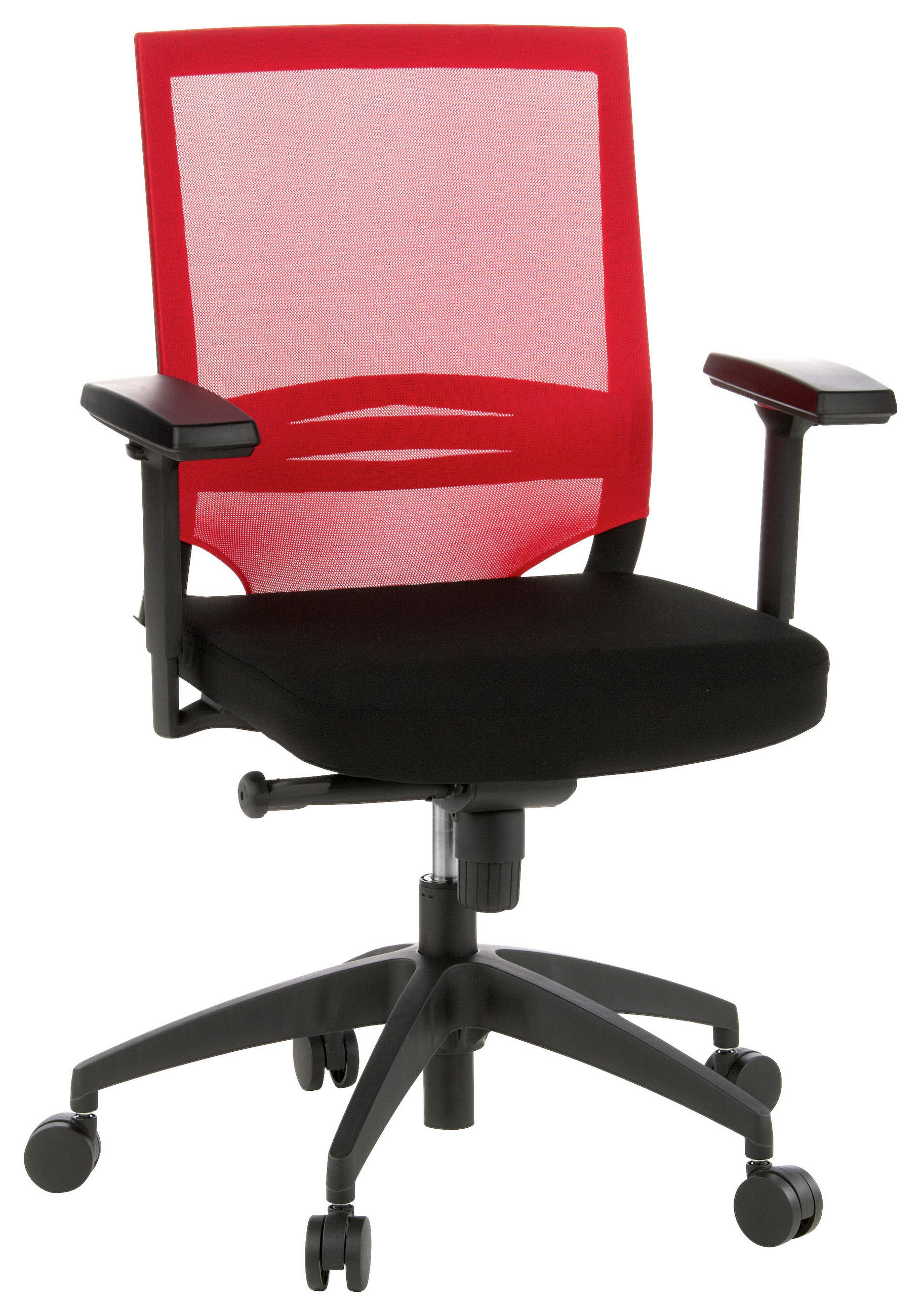 DREHSTUHL Netzbespannung, Flachgewebe Rot, Schwarz  - Rot/Schwarz, MODERN, Kunststoff/Textil (59/108/44cm) - MID.YOU