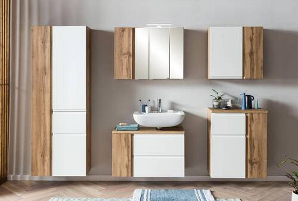 HOCHSCHRANK 65/180/35 cm  - Weiss/Eiche Wotan, Modern, Holzwerkstoff (65/180/35cm) - Held