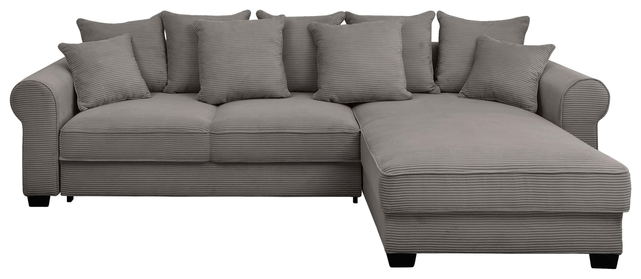 ECKSOFA Braun Cord  - Schwarz/Braun, KONVENTIONELL, Kunststoff/Textil (318/197cm) - Hom`in