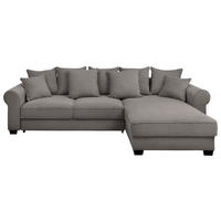 ECKSOFA Braun Cord  - Schwarz/Braun, KONVENTIONELL, Kunststoff/Textil (318/197cm) - Hom`in