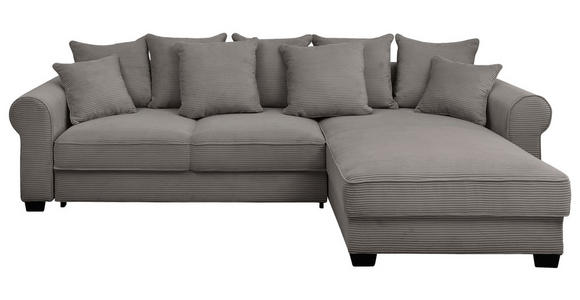 ECKSOFA Braun Cord  - Schwarz/Braun, KONVENTIONELL, Kunststoff/Textil (318/197cm) - Hom`in
