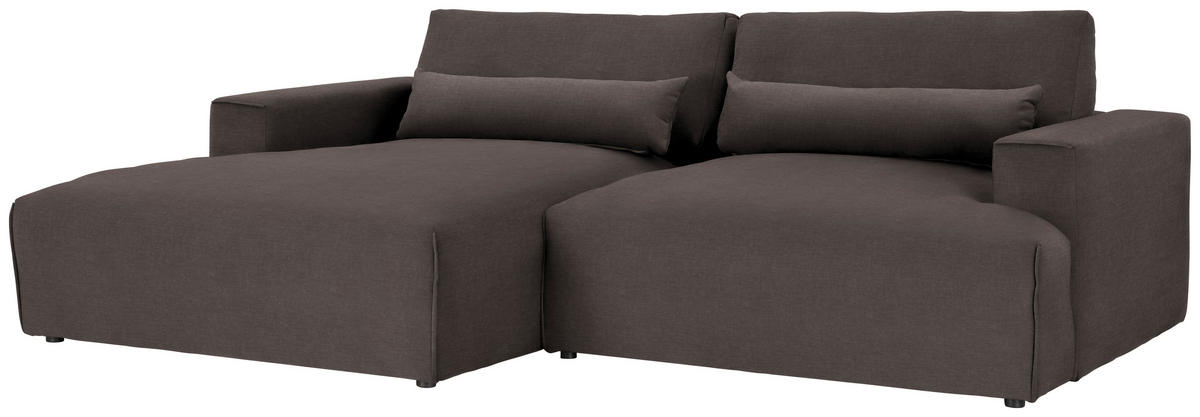 ECKSOFA Struktur Dunkelbraun  - Dunkelbraun/Schwarz, Design, Kunststoff/Textil (187/267cm) - Stylife