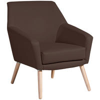 SESSEL in Lederlook Braun  - Buchefarben/Braun, Design, Holz/Textil (67/81/71cm) - Max Winzer