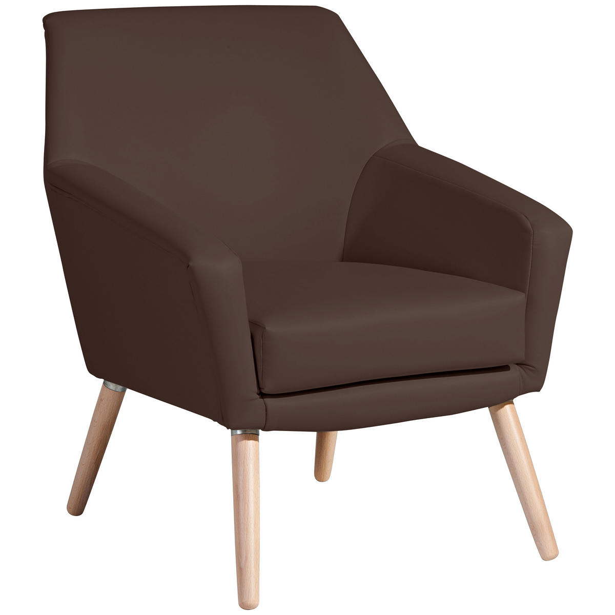 SESSEL in Lederlook Braun  - Buchefarben/Braun, Design, Holz/Textil (67/81/71cm) - Max Winzer