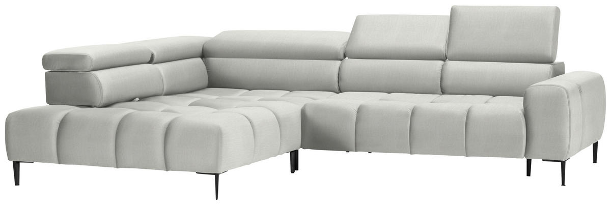 ECKSOFA in Samt, Webstoff Creme  - Creme/Schwarz, Design, Textil/Metall (216/300cm) - Welnova