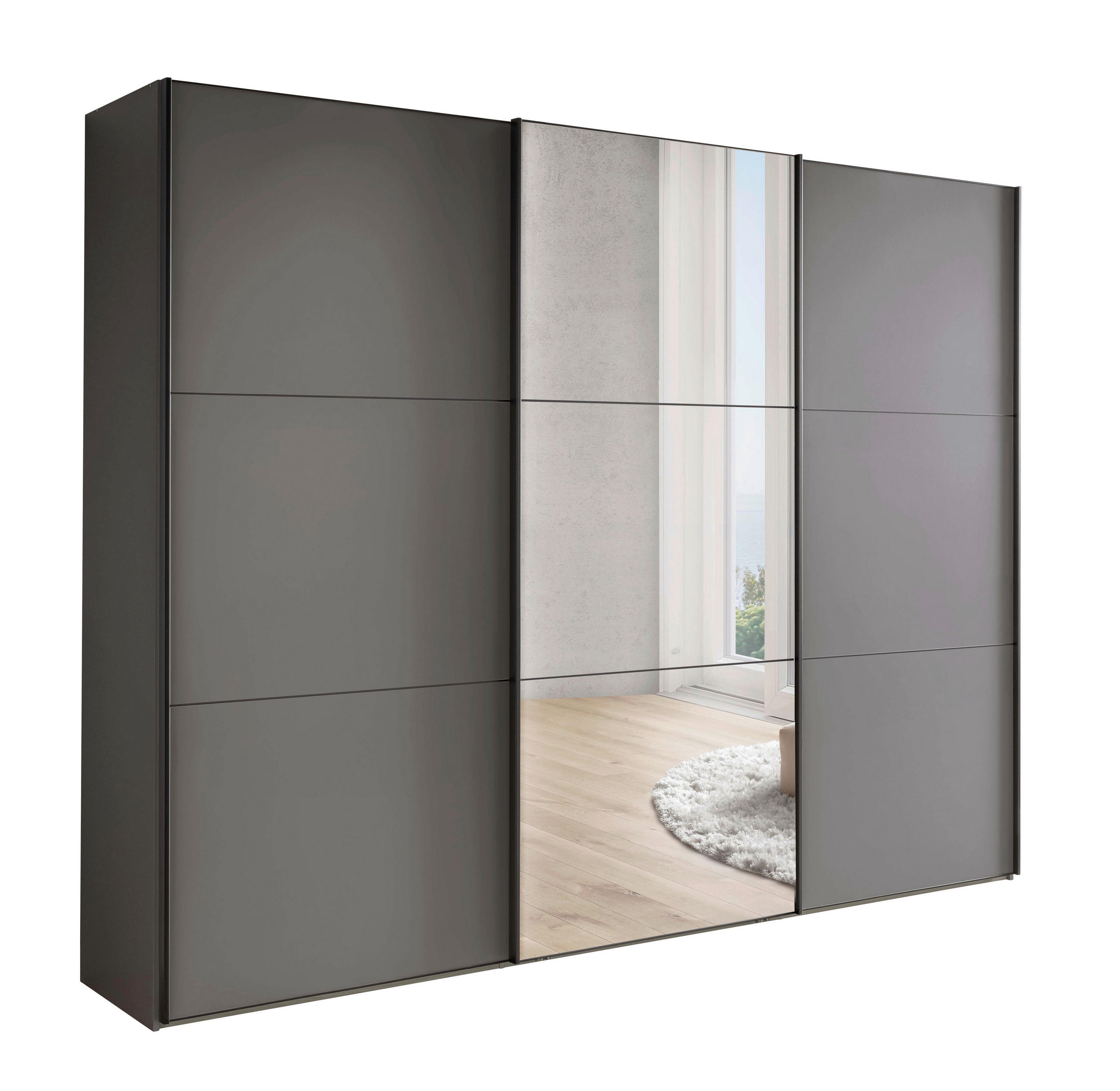 Chameo Schwebetürenschrank Lavagrau 280x236x67 cm