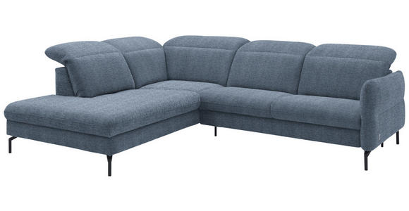ECKSOFA in Flachgewebe Blau 233/299-313 cm - Blau/Schwarz, Design, Textil/Metall (233/299-313cm) - Dieter Knoll
