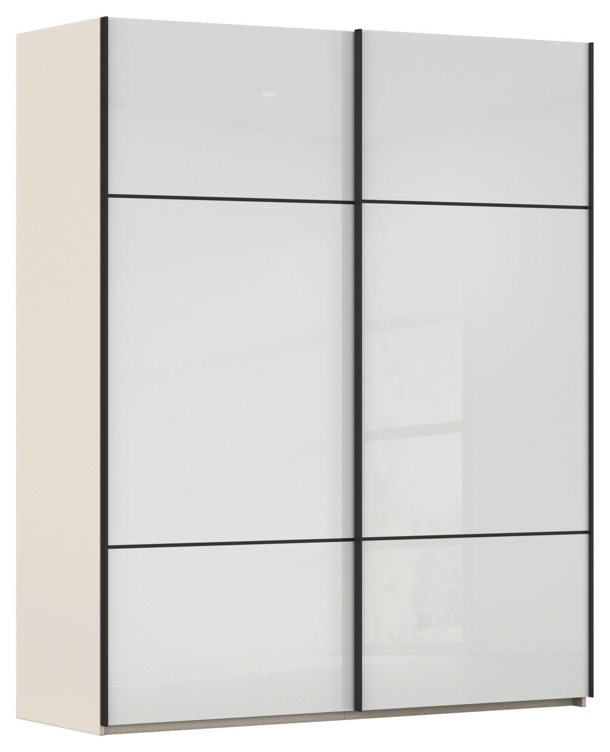 SCHWEBETÜRENSCHRANK  in Weiß, Champagner  - Champagner/Schwarz, KONVENTIONELL, Glas/Holzwerkstoff (201/223/67cm) - Novel