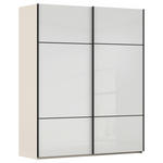 SCHWEBETÜRENSCHRANK  in Weiß, Champagner  - Champagner/Schwarz, KONVENTIONELL, Glas/Holzwerkstoff (201/223/67cm) - Novel