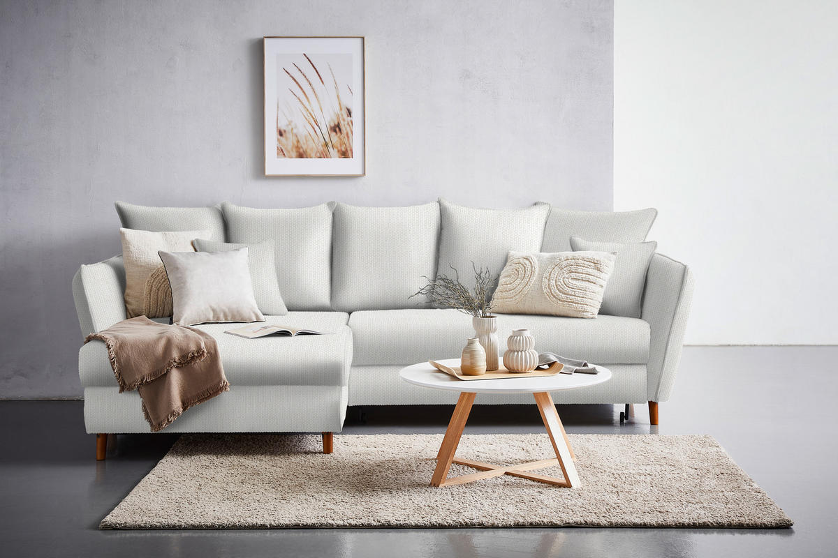 ECKSOFA in Webstoff Creme  - Eichefarben/Creme, Konventionell, Holz/Textil (284/162cm) - Carryhome