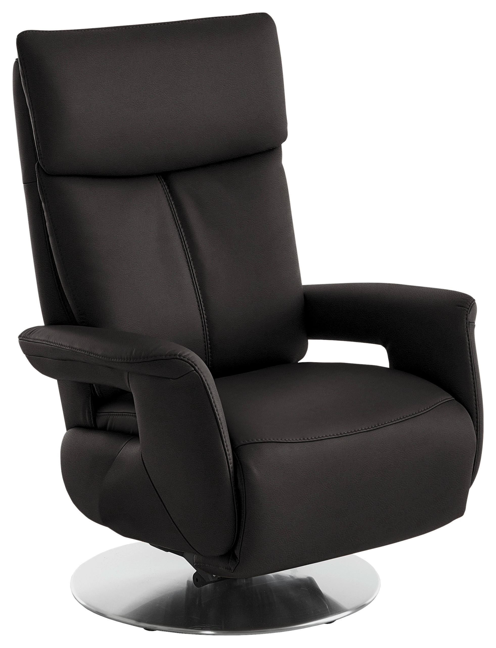 RELAXSESSEL in Leder Dunkelbraun  - Edelstahlfarben/Dunkelbraun, Design, Leder/Metall (78/112/85cm) - Cantus