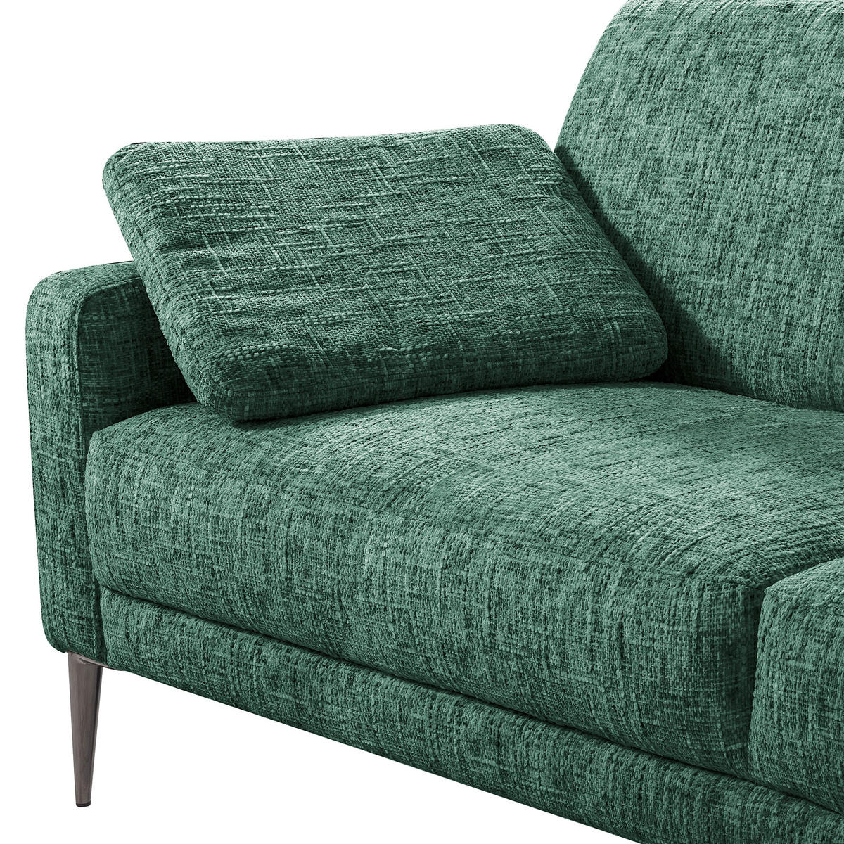 3-SITZER-SOFA Webstoff Grün  - Schwarzchrom/Grün, Design, Textil/Metall (187/85/92cm) - Livetastic