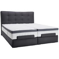 BOXSPRINGBETT 180/200 cm,  in Anthrazit, motorische Verstellbarkeit, Fernbedienung, H2 + H3 = mittel + fest  - Anthrazit/Schwarz, Design, Leder/Holz (180/200cm) - Novel