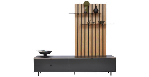 LOWBOARD Anthrazit 216,8/50,1/46 cm - Anthrazit/Schwarz, Design, Holzwerkstoff/Metall (216,8/50,1/46cm) - Dieter Knoll
