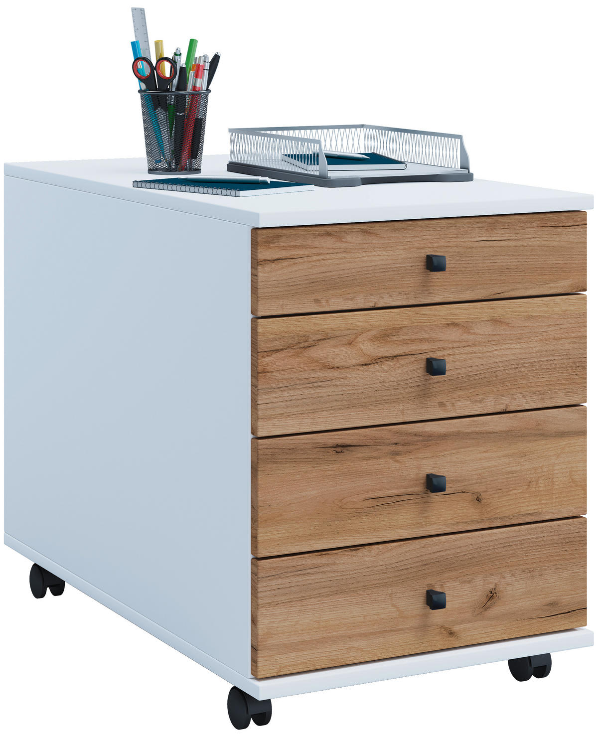 ROLLCONTAINER 42/57/75 cm  - Honigeiche/Weiss, Design, Holzwerkstoff/Kunststoff (42/57/75cm) - MID.YOU
