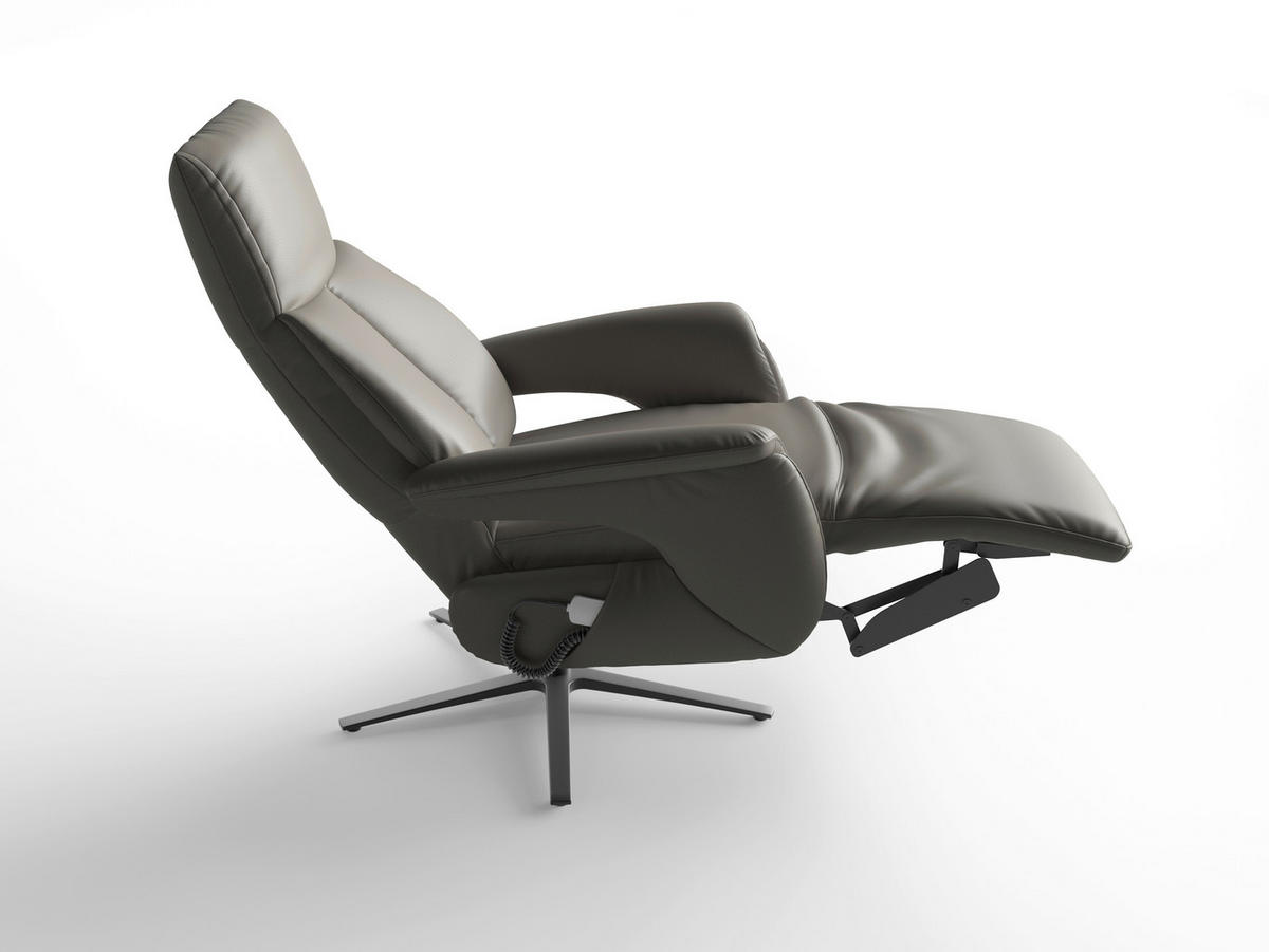RELAXSESSEL Leder Anthrazit  - Anthrazit/Schwarz, Basics, Leder/Metall (75/110/85cm) - Sit & More