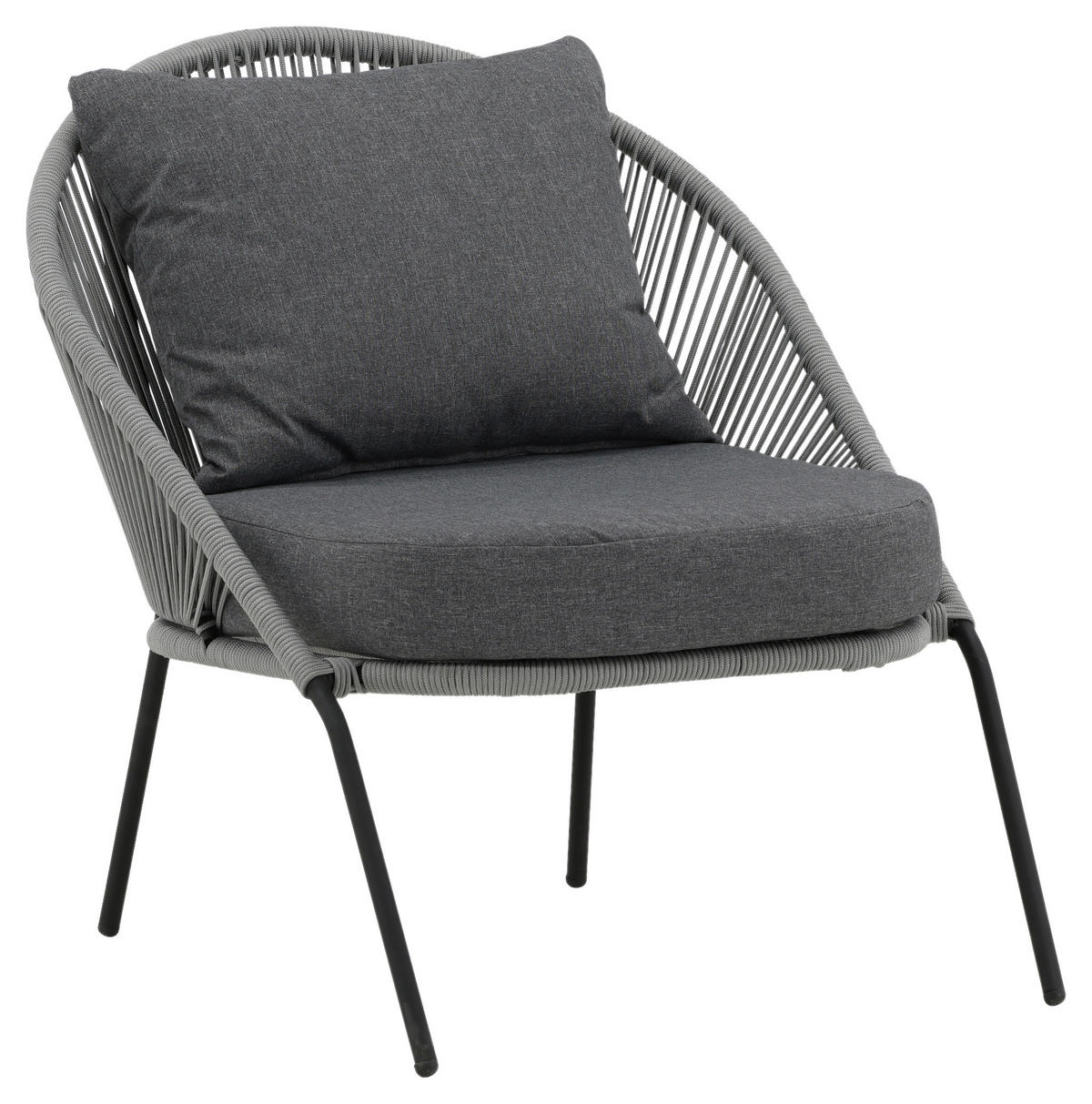 LOUNGESESSEL  - Schwarz/Grau, KONVENTIONELL, Kunststoff/Metall (73/78/85cm) - Gardenson