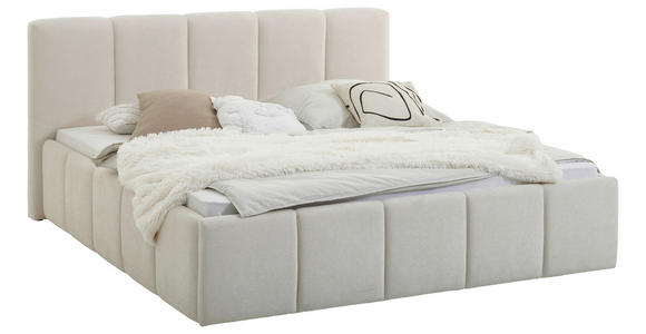 POLSTERBETT 180/200 cm in Beige - Beige/Schwarz, Design, Holz/Textil (180/200cm) - Xora