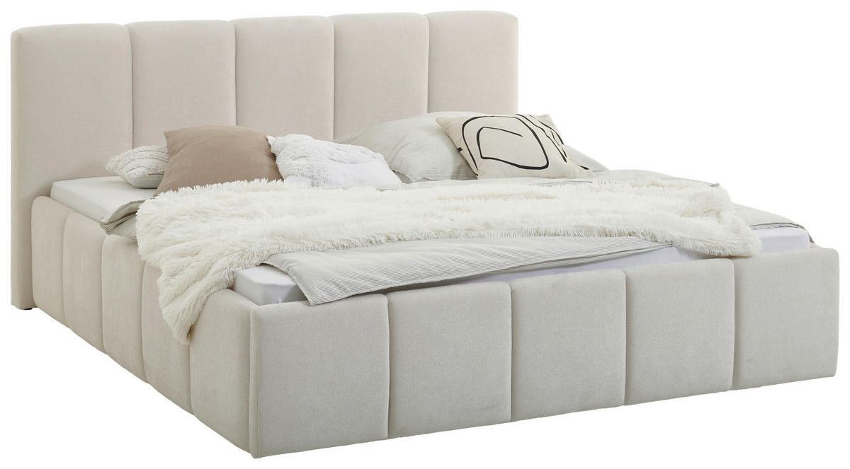 POLSTERBETT 180/200 cm  in Beige  - Beige/Schwarz, Design, Holz/Textil (180/200cm) - Xora