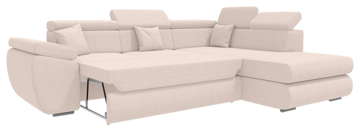 ECKSOFA Creme Struktur  - Chromfarben/Creme, KONVENTIONELL, Kunststoff/Textil (282/205cm) - Carryhome