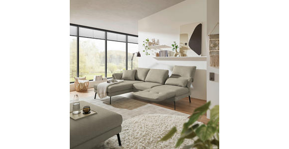 ECKSOFA  in Flachgewebe Sandfarben  175-224/255-365 cm  - Sandfarben/Schwarz, Design, Textil/Metall (175-224/255-365cm) - Dieter Knoll