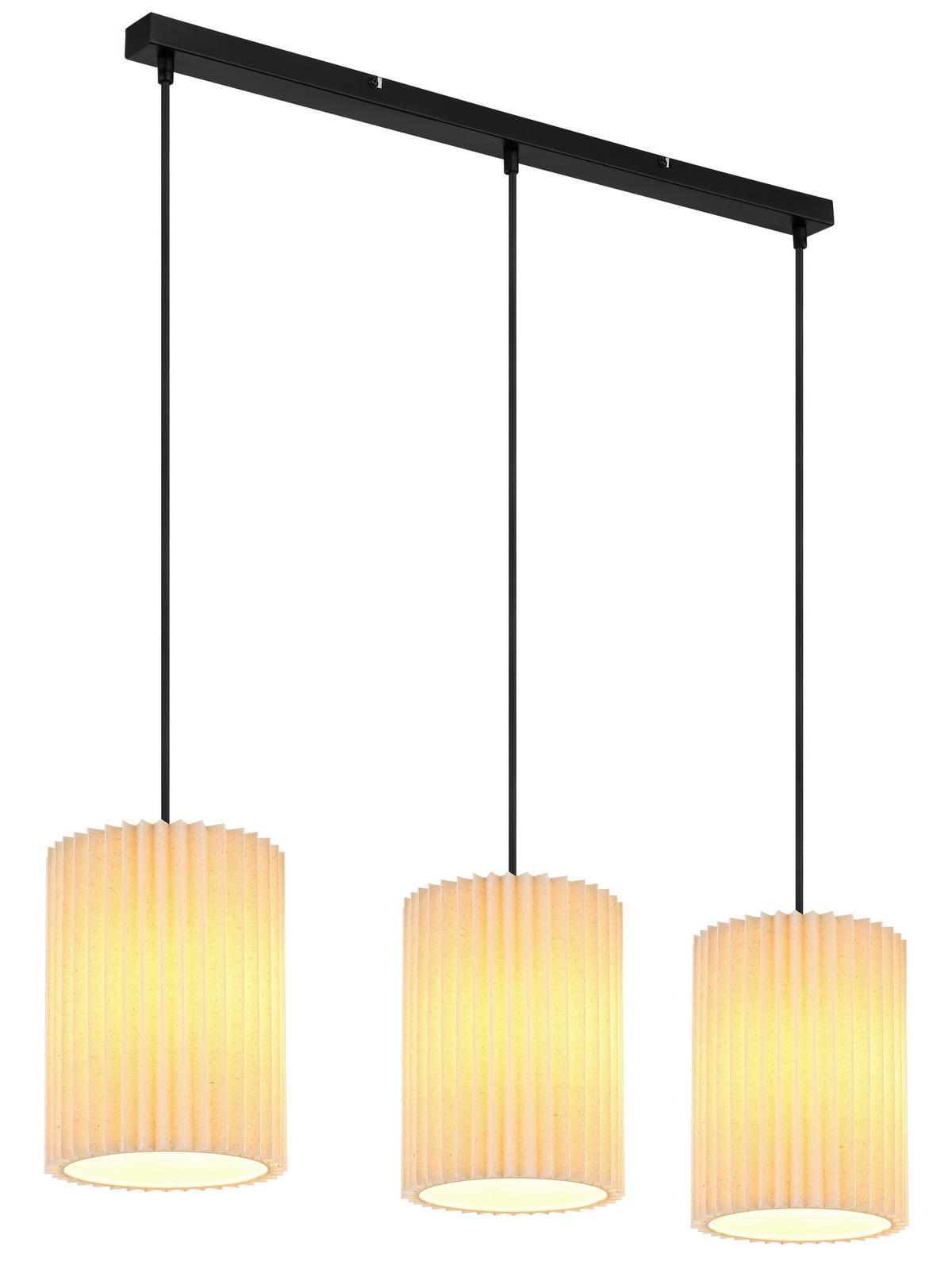 HÄNGELEUCHTE 85/20/120 cm  - Schwarz/Naturfarben, Basics, Textil/Metall (85/20/120cm) - Globo