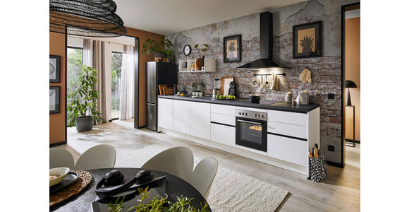 KÜCHENBLOCK 363,4 cm   in Weiß  - Schwarz/Weiß, Design, Holzwerkstoff (363,4cm) - Xora