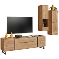 WOHNWAND  in Eichefarben  288/212/44 cm  - Eichefarben/Anthrazit, Natur, Glas/Holz (288/212/44cm) - Valnatura