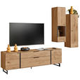 WOHNWAND  in Eichefarben  288/212/44 cm  - Eichefarben/Anthrazit, Natur, Glas/Holz (288/212/44cm) - Valnatura