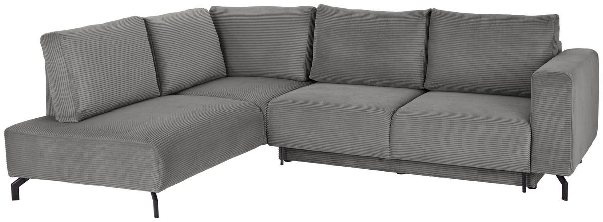 ECKSOFA Grau Cord  - Schwarz/Grau, MODERN, Textil (210/272cm) - P & B