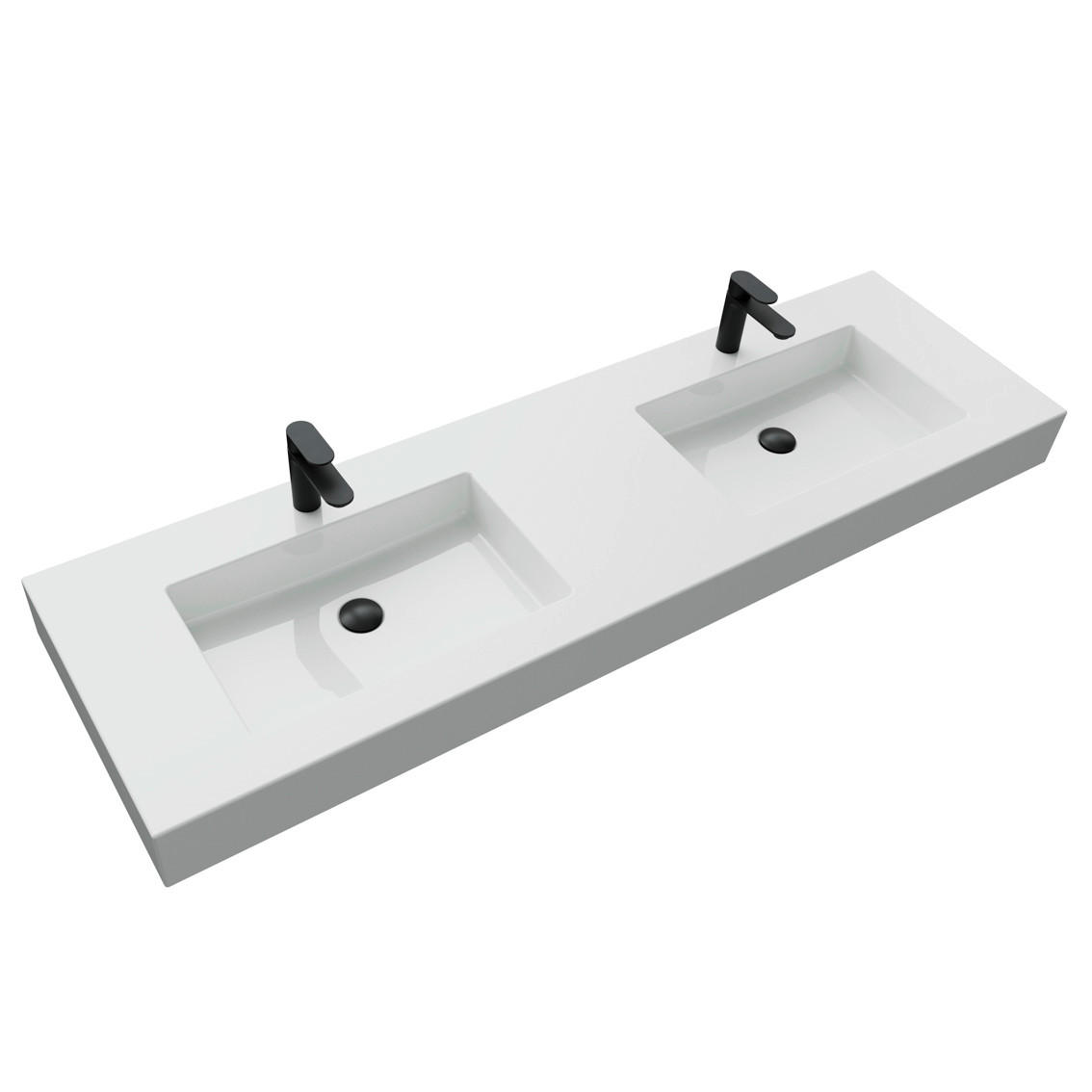 DOPPELWASCHBECKEN 169/11,7/50 cm  - Weiß, KONVENTIONELL, Stein (169/11,7/50cm) - Dieter Knoll