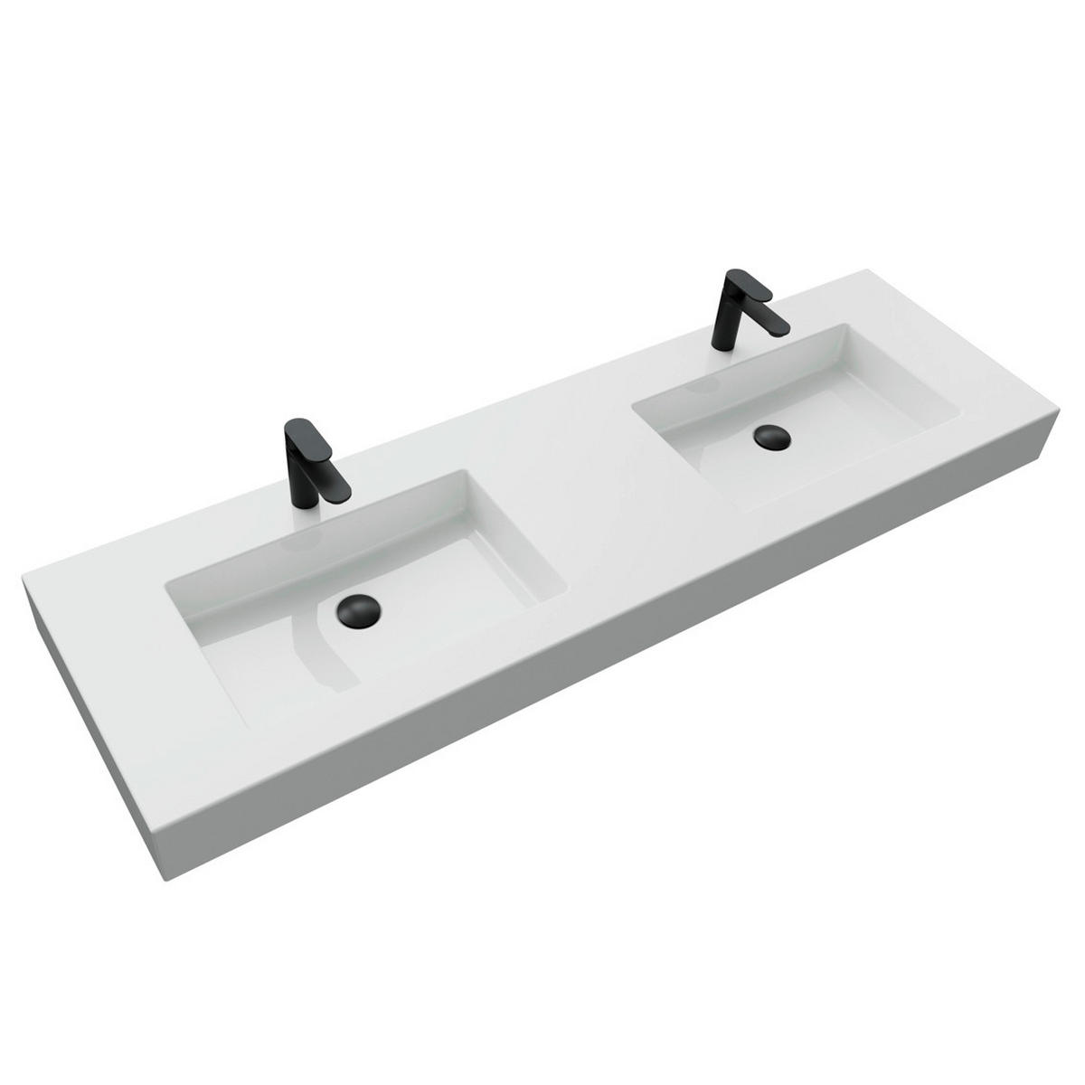 DOPPELWASCHBECKEN 169/11,7/50 cm  - Weiß, KONVENTIONELL, Stein (169/11,7/50cm) - Dieter Knoll