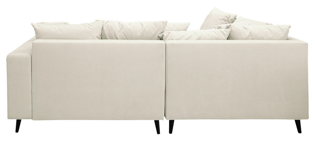Ecksofa inkl. Hocker in Mikrofaser Hellgrau  - Hellgrau/Schwarz, Design, Holz/Textil (174/247cm) - MID.YOU