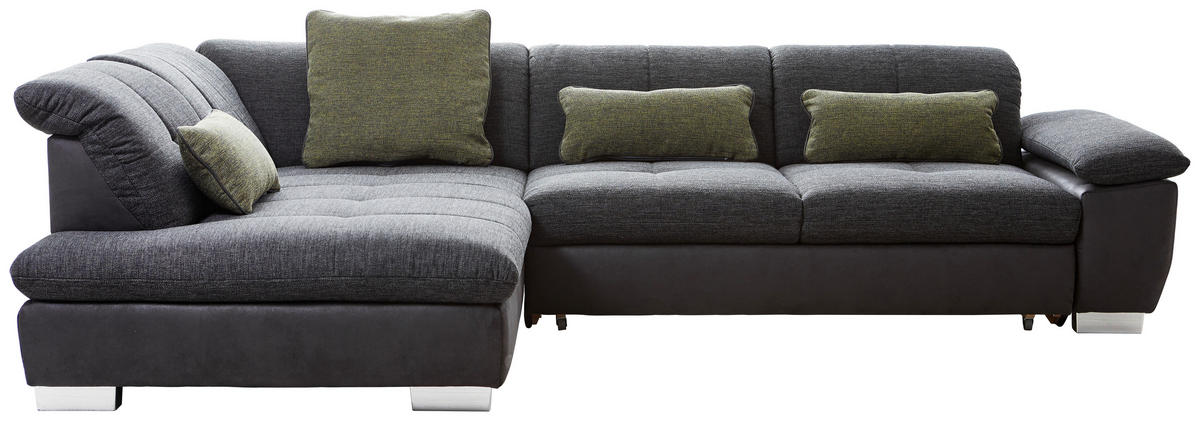 ECKSOFA Schwarz Chenille  - Chromfarben/Schwarz, Design, Textil (242/313cm) - Xora