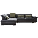 ECKSOFA in Chenille Schwarz  242/313 cm  - Chromfarben/Schwarz, Design, Textil (242/313cm) - Xora