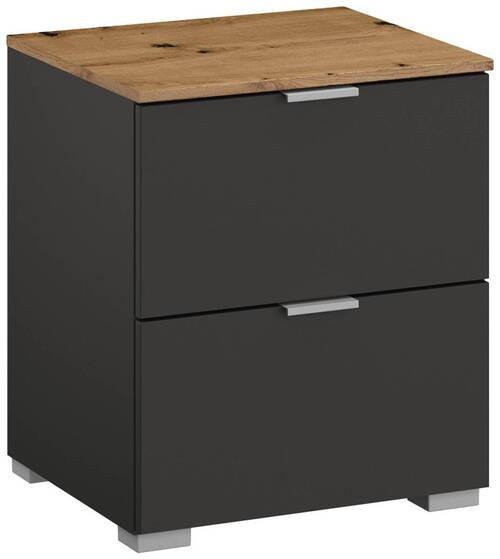 NACHTSCHRANK 40/49/42 cm - Alufarben/Graphitfarben, Trend, Holzwerkstoff/Metall (40/49/42cm) - Stylife