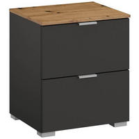 NACHTKÄSTCHEN 40/49/42 cm  in Graphitfarben, Eiche Artisan  - Alufarben/Graphitfarben, Trend, Holzwerkstoff/Metall (40/49/42cm) - Stylife