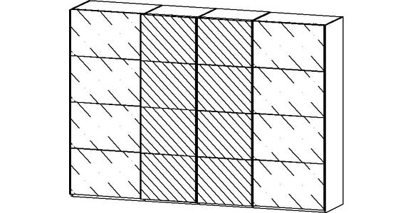 SCHWEBETÜRENSCHRANK  in Weiß, Eiche Artisan  - Chromfarben/Weiß, Design, Glas/Holzwerkstoff (316/223/68cm) - Novel