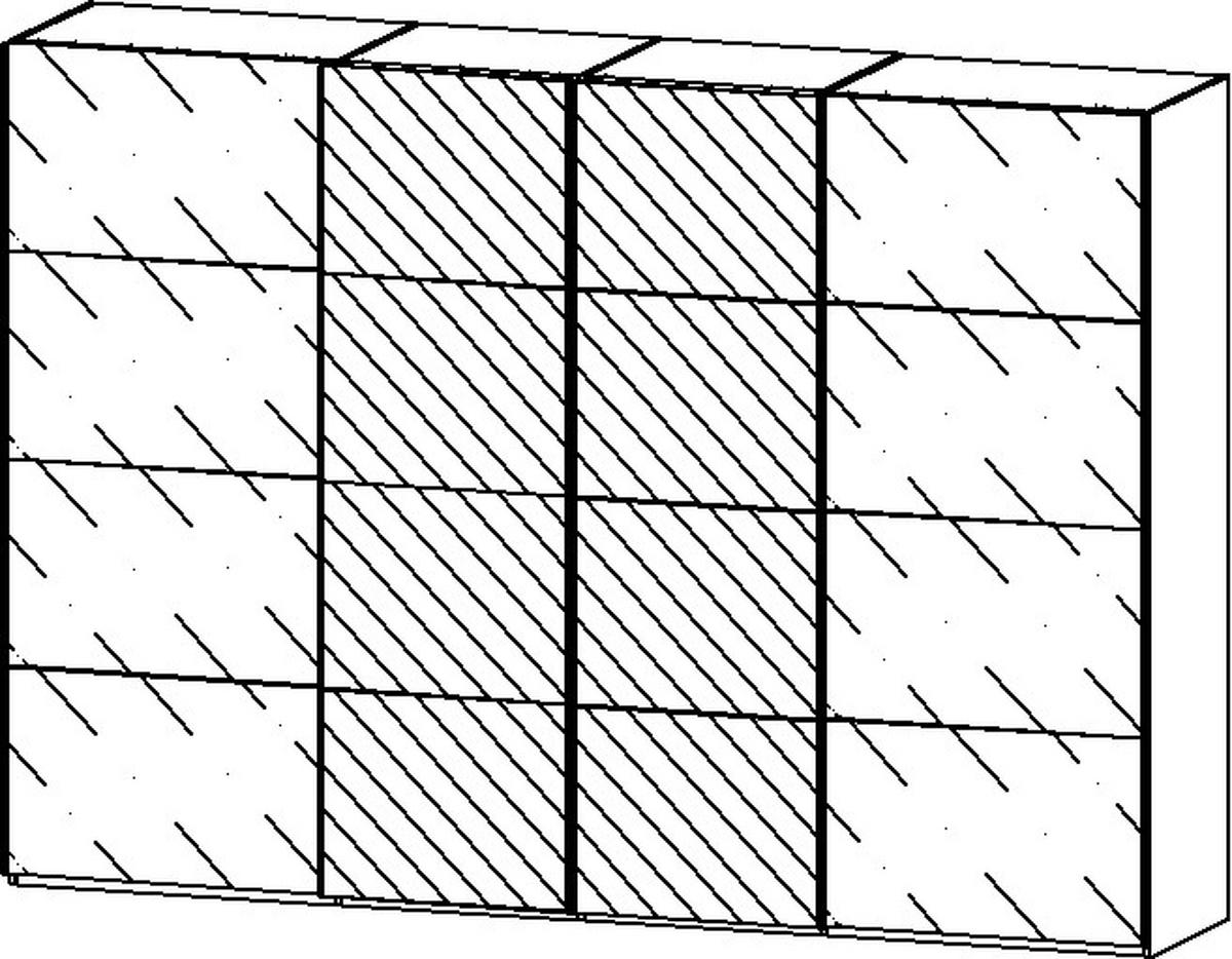 SCHWEBETÜRENSCHRANK 316/223/68 cm 4-türig Schwarz, Weiß  - Chromfarben/Schwarz, Design, Glas/Holzwerkstoff (316/223/68cm) - Novel