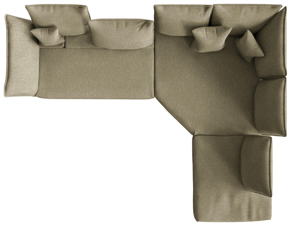 ECKSOFA Chenille, Flachgewebe Khaki  - Khaki/Schwarz, Modern, Textil/Metall (340/272cm) - W.Schillig