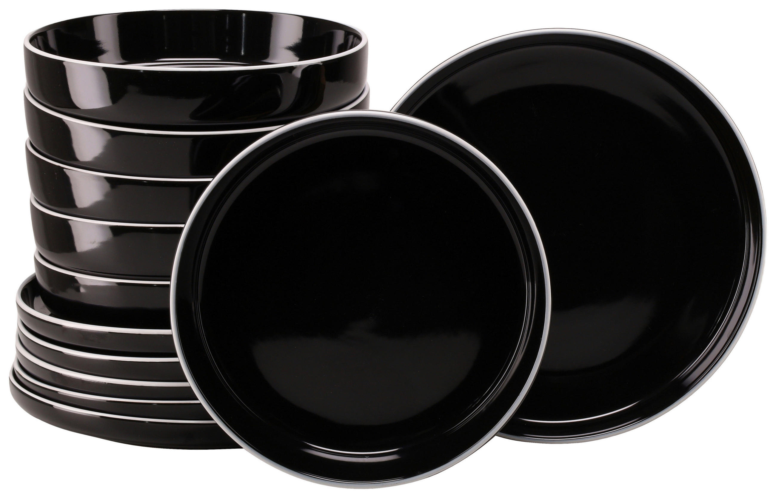 SERVIS Nordic Gourmet Schwarz 12 delar  - vit/svart högglans, Basics, keramik - Creatable