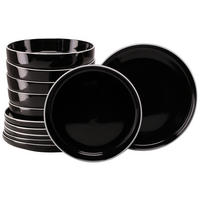 TAFELSERVICE Nordic Gourmet Schwarz 12-teilig  - Schwarz Hochglanz/Weiß, Basics, Keramik - Creatable