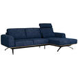 ECKSOFA in Struktur Blau  - Blau/Schwarz, Design, Textil/Metall (262/157cm) - Novel