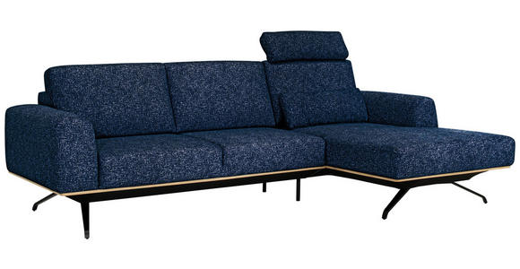 ECKSOFA in Struktur Blau  - Blau/Schwarz, Design, Textil/Metall (262/157cm) - Novel