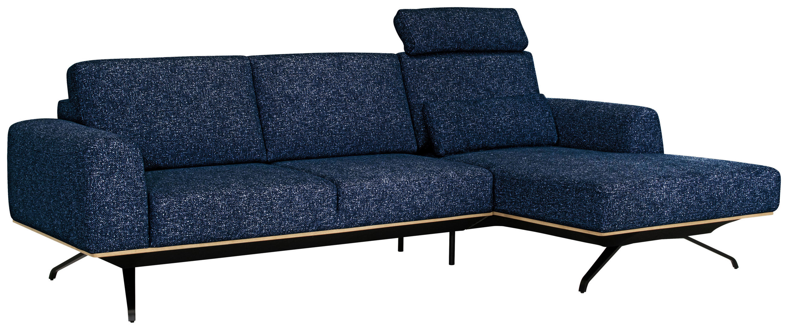 ECKSOFA Blau Struktur  - Blau/Schwarz, Design, Textil/Metall (262/157cm) - Novel