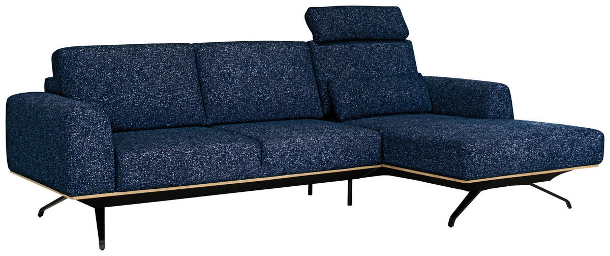 ECKSOFA Blau Struktur  - Blau/Schwarz, Design, Textil/Metall (262/157cm) - Novel
