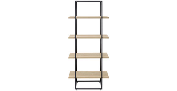 REGAL Balkeneiche furniert Anthrazit, Eichefarben - Eichefarben/Anthrazit, Natur, Holz/Metall (80/177/39cm) - Moderano