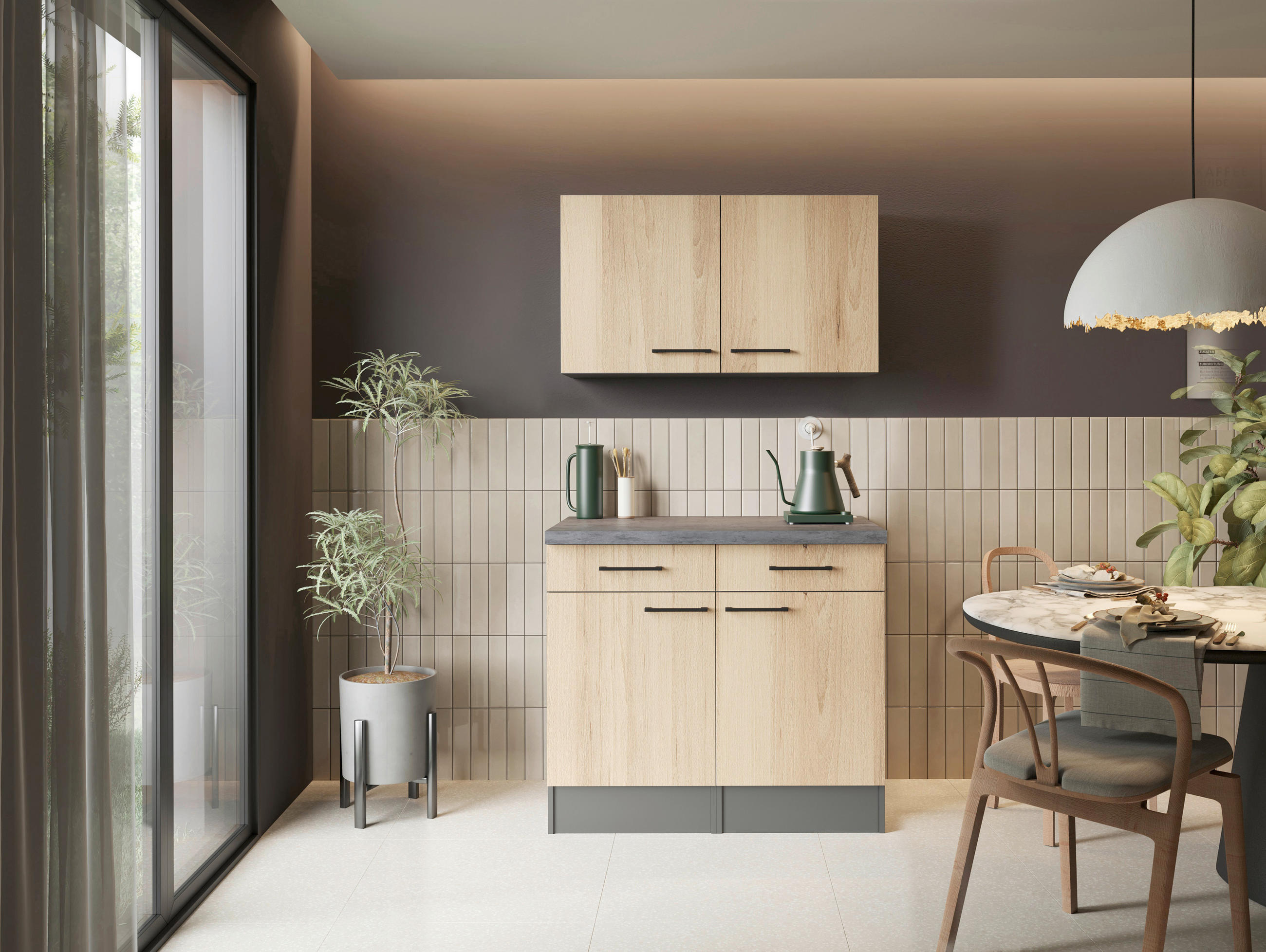BUFFET 100/200/60 cm  in  - Schwarz/Eiche Artisan, Trend, Holzwerkstoff/Metall (100/200/60cm) - Respekta