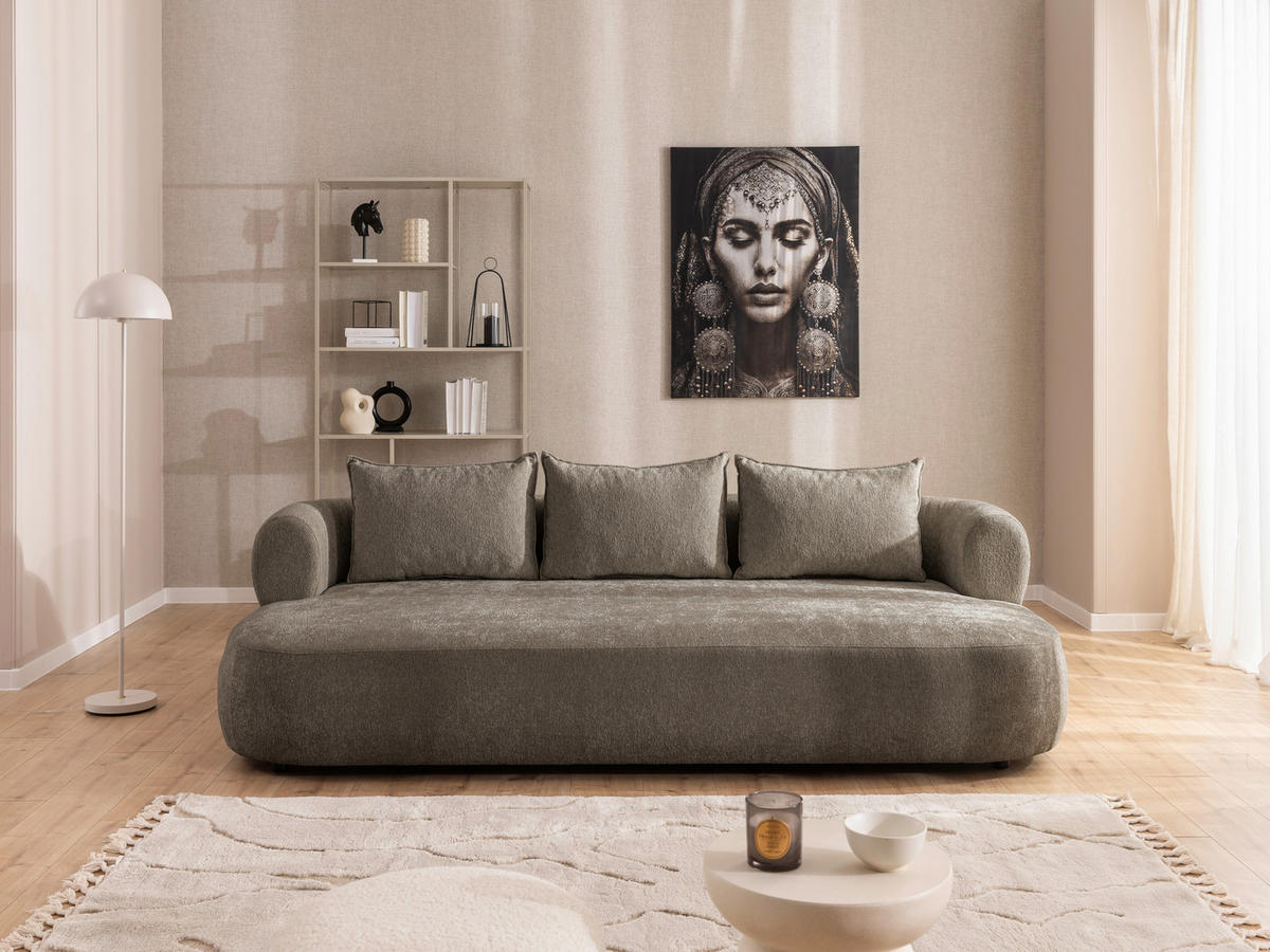 BIGSOFA in Chenille Braun  - Schwarz/Braun, Design, Kunststoff/Textil (240/76/122cm) - Livetastic